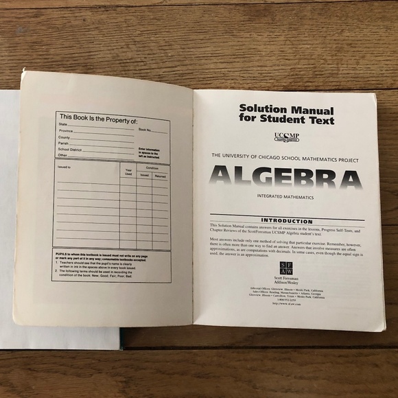 "University of Chicago Algebra" Textbook and Solution Manual, by Scott Foresman - Picture 4 of 10